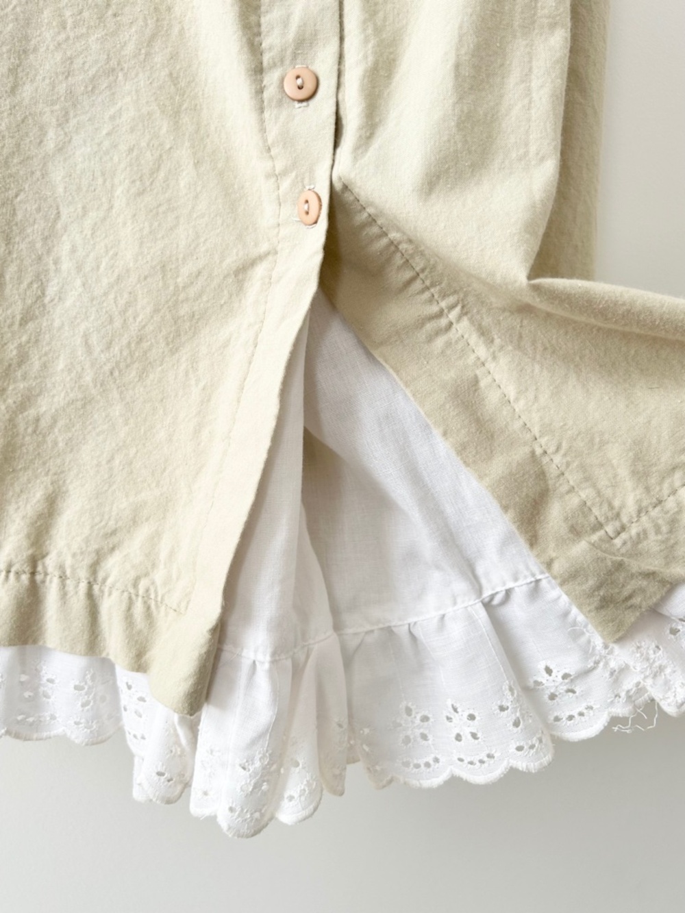 Vintage Byer California 100% Cotton Eyelet Lace Trim Button Midi Skirt - Picture 9 of 16